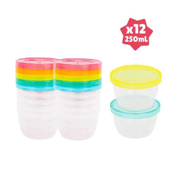 BADABULLE Misky s víčky MAXI FUN COLORS 250 ml sada 12 ks Badabulle