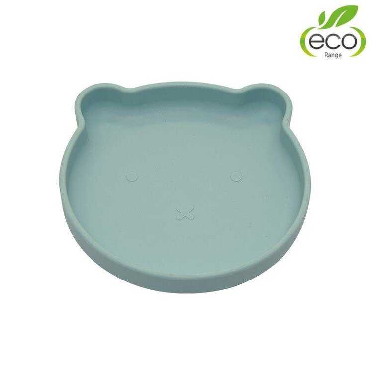 BO JUNGLE Silikonový talíř s přísavkou Bear Pastel Blue Bo Jungle