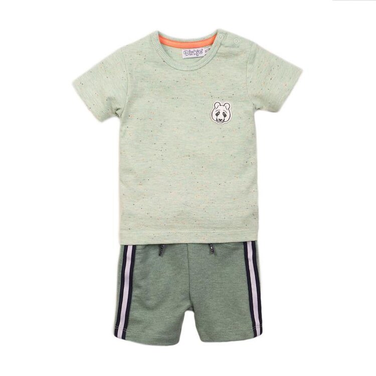 DIRKJE Set 2dílný kr. kalhoty 68 Light Sage+Sage Melange Dirkje
