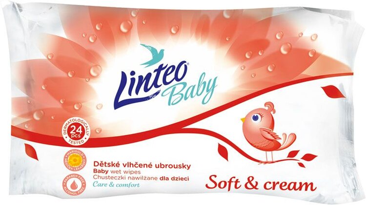 LINTEO Baby vlhčené ubrousky Soft & Cream 24 ks LINTEOBABY