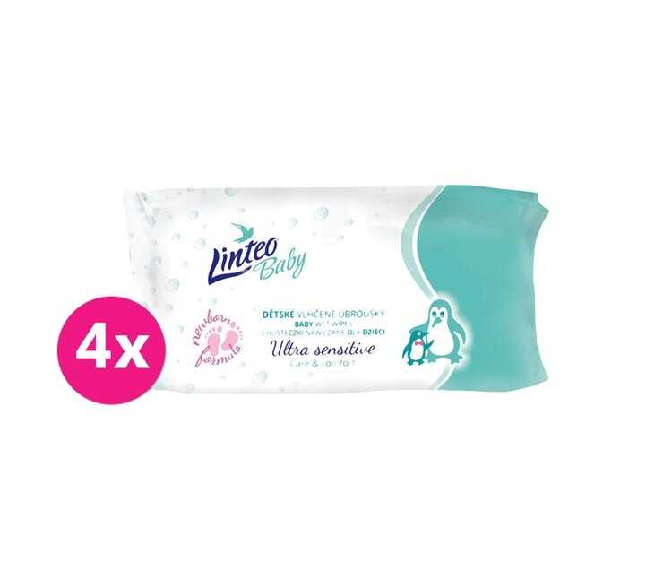 4x LINTEO Baby vlhčené ubrousky Sensitive 64 ks LINTEOBABY