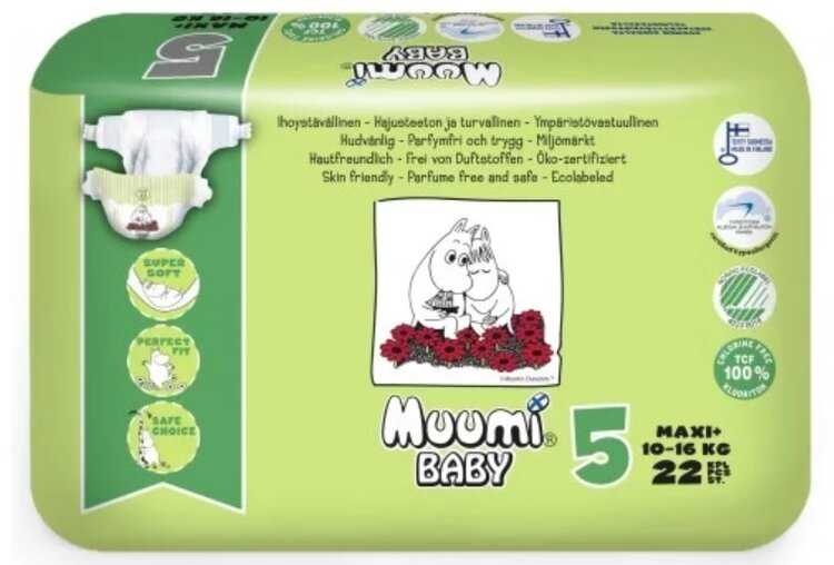 MUUMI Baby Pleny jednorázové 5 (10-16 kg) 22 ks Muumi