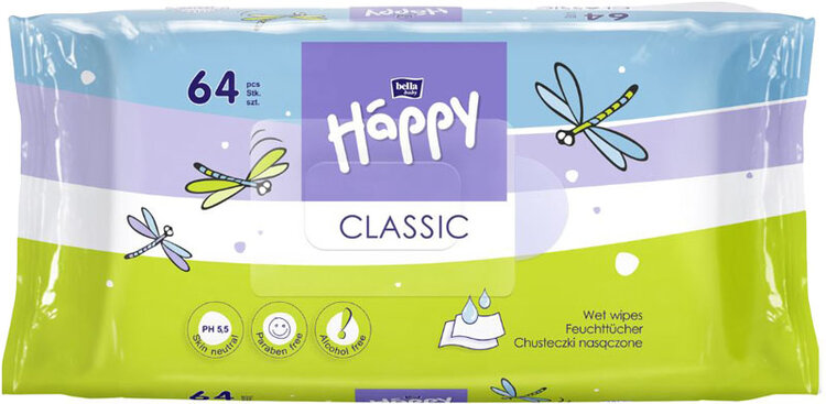 BELLA HAPPY BABY Classic 64 ks - vlhčené ubrousky Bella Baby Happy