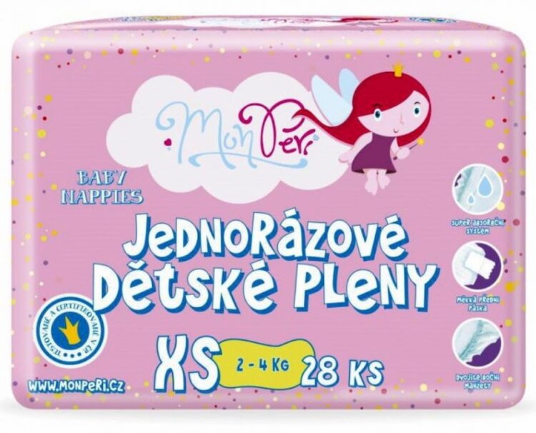 MONPERI Klasik Pleny jednorázové XS (2-4 kg) 28 ks Monperi