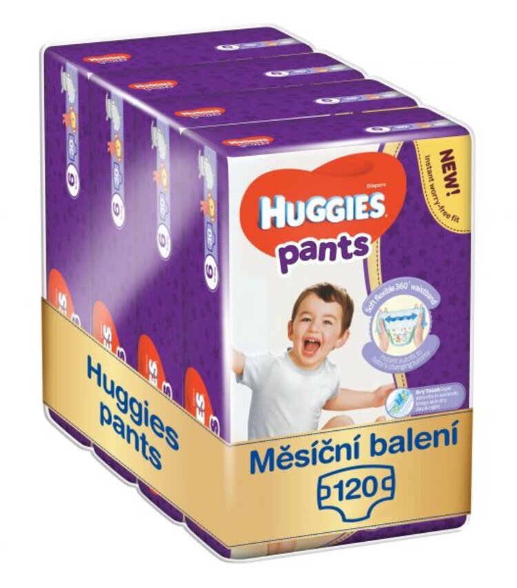 HUGGIES Pants Kalhotky plenkové jednorázové 6 (15-25 kg) 120 ks - MĚSÍČNÍ ZÁSOBA Huggies