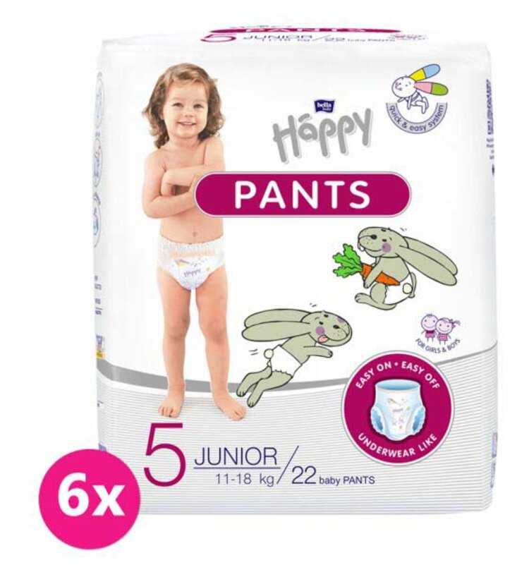 BELLA HAPPY Pants Kalhotky plenkové jednorázové 5 Junior (11-18 kg) 132 ks - MĚSÍČNÍ BALENÍ Bella Baby Happy