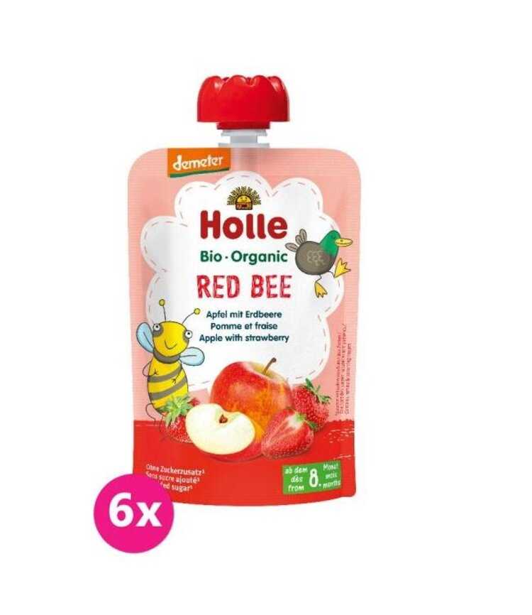 6x HOLLE Red Bee Bio pyré jablko jahody 100 g (8+) Holle