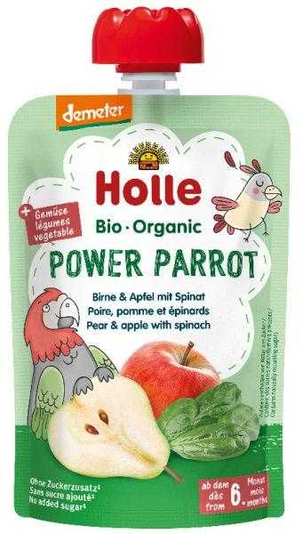 6x HOLLE Power Parrot Bio pyré hruška jablko špenát 100 g (6+) Holle