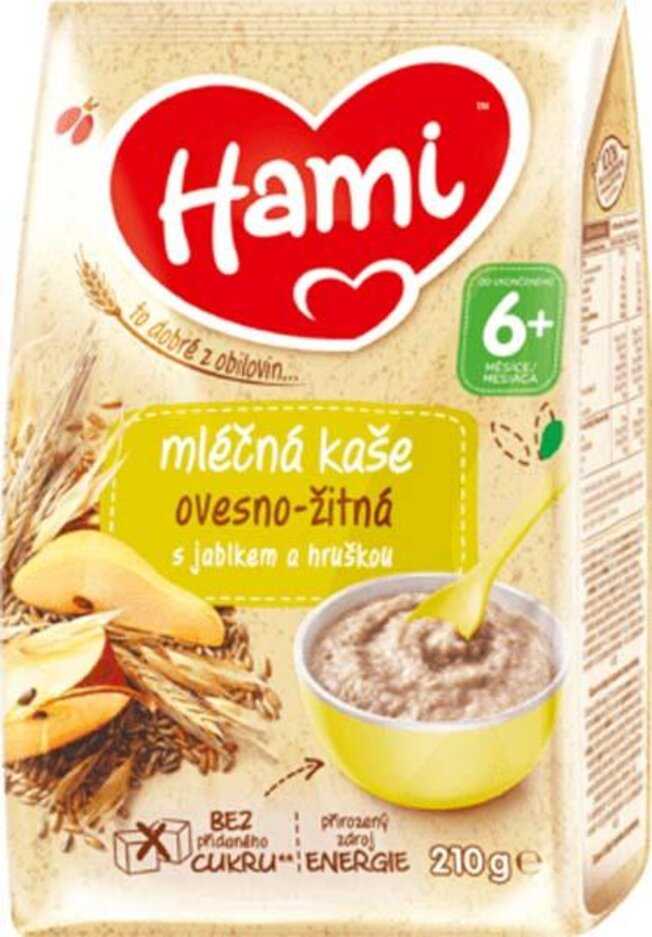 Hami ovesno-žitná s jablkem a hruškou od ukončeného 6. měsíce 210g Hami