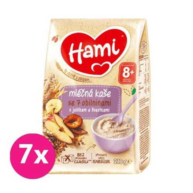 7x HAMI Kaše mléčná se 7 obilninami s jablkem a švestkami 210 g