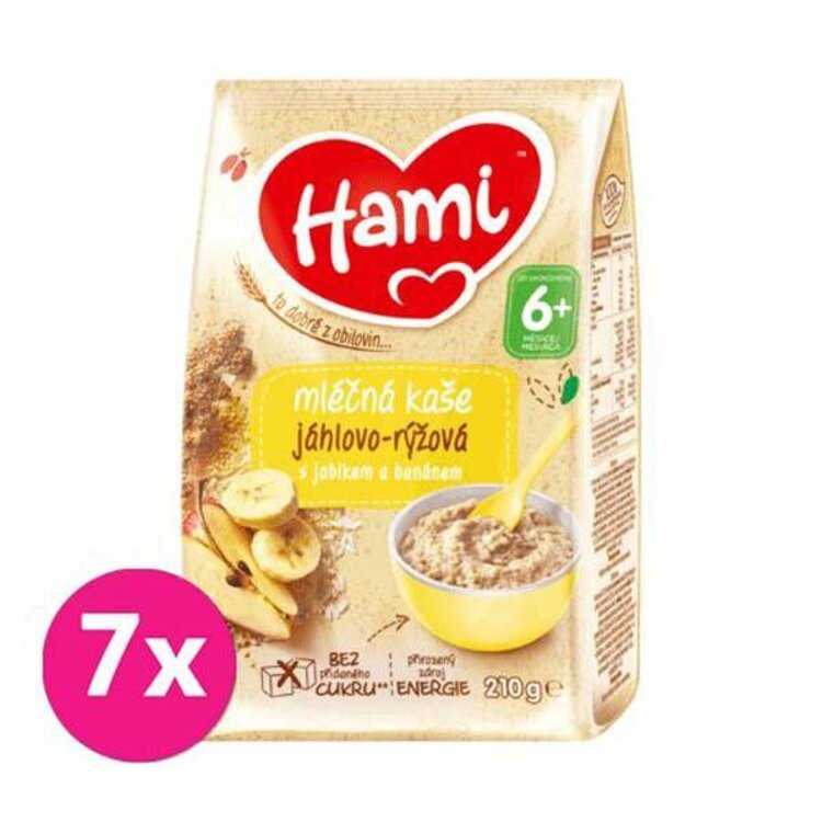 7x HAMI Kaše mléčná jáhlovo-rýžová s jablkem a banánem 210 g