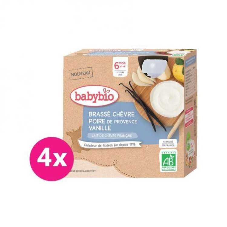 4x BABYBIO Svačinka z kozího mléka s hruškou a vanilkou (85 g) Babybio