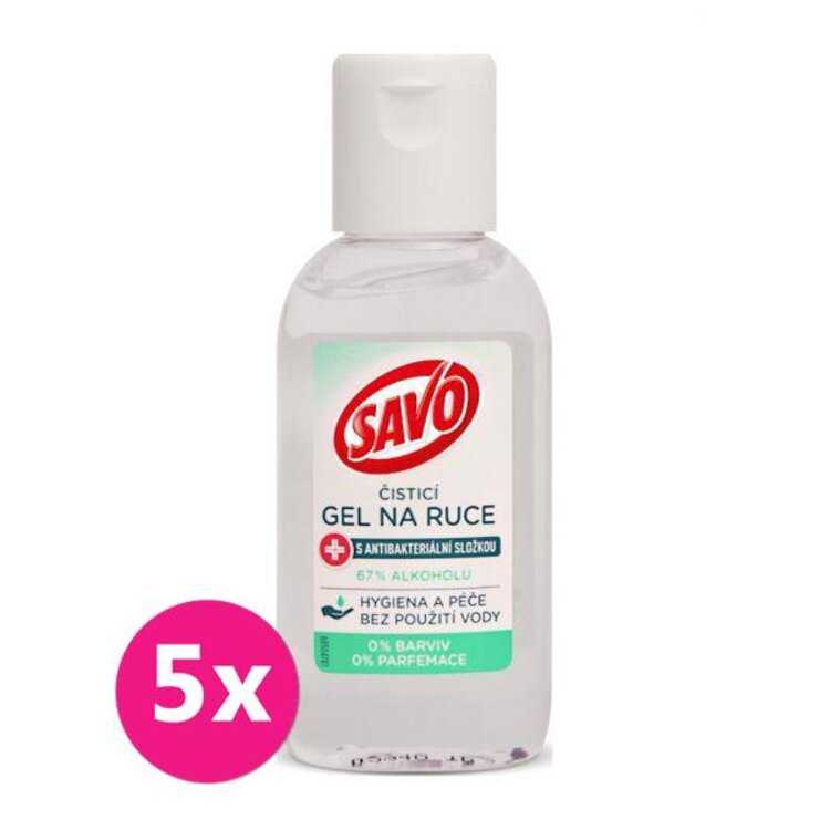 5x SAVO Čisticí gel na ruce 50 ml Savo