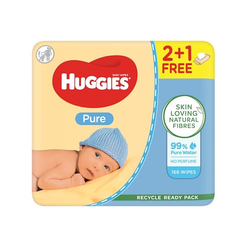 3x HUGGIES Vlhčené ubrousky Pure Triplo 56x3 ks Huggies