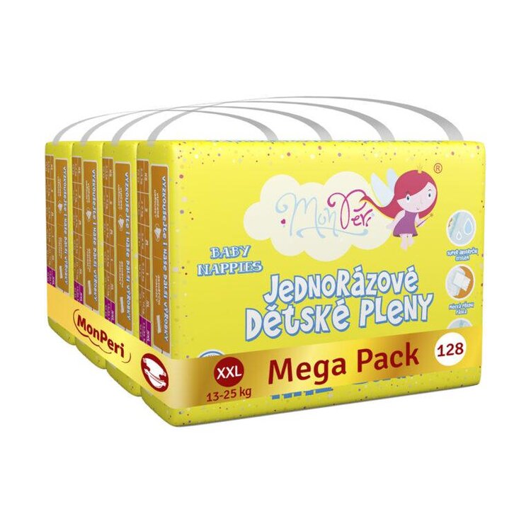 MONPERI Klasik Pleny jednorázové XXL (13-25 kg) 128 ks - Mega Pack Monperi