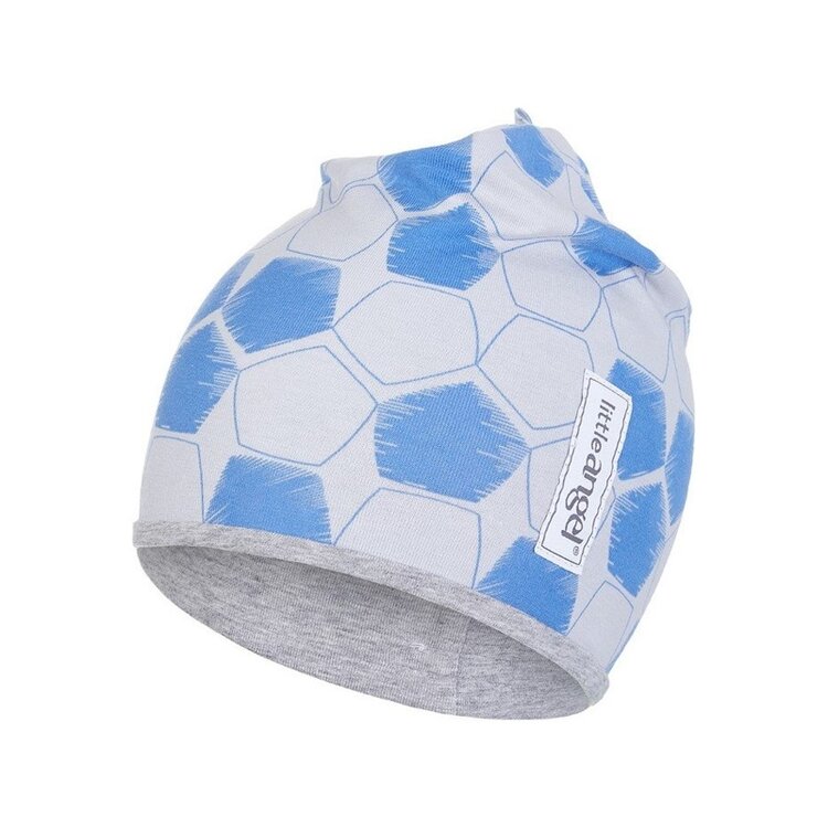 LITTLE ANGEL Čepice podšitá Outlast® 1 | 36-38 cm šedomodrá fotbal/šedý melír Little Angel