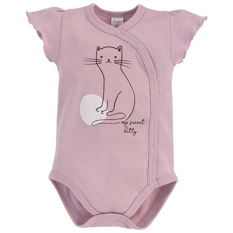 PINOKIO Body na zapínání krátký rukáv Cat Sweet cherry vel. 62 Pinokio