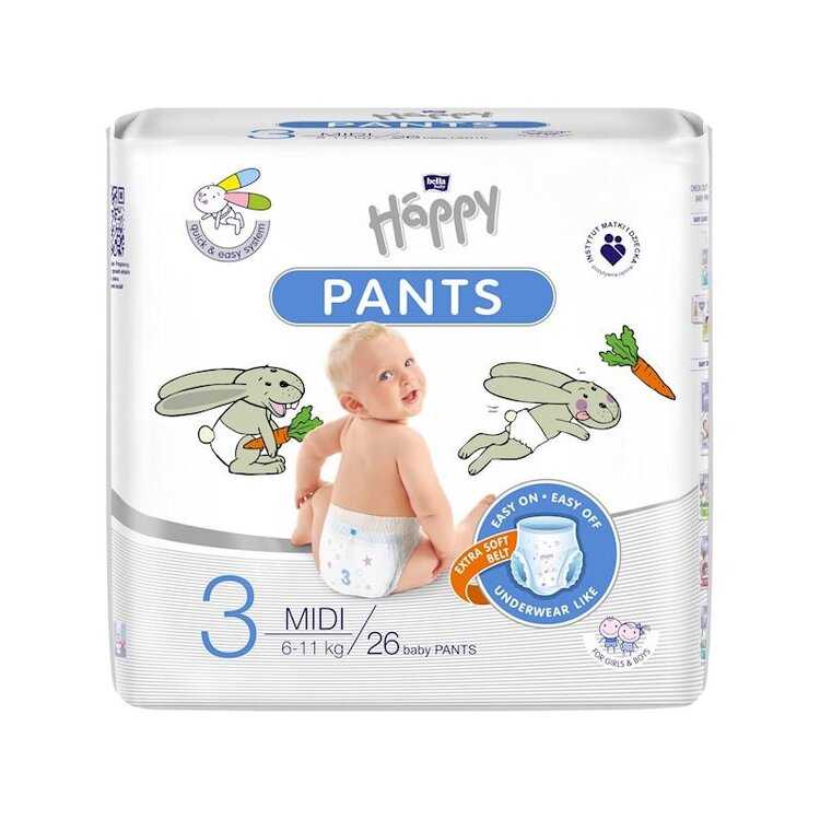 BELLA HAPPY Pants Kalhotky plenkové jednorázové 3 Midi (6-11 kg) 26 ks Bella Baby Happy