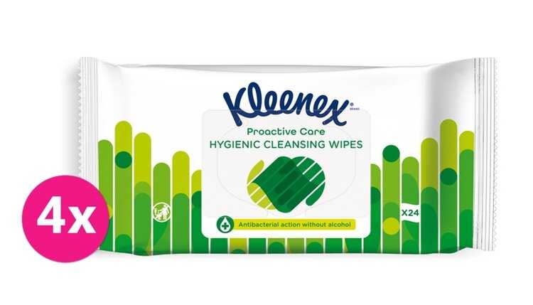 4x KLEENEX® Antibakteriální vlhčené ubrousky 24 ks Kleenex