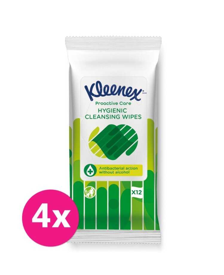 4x KLEENEX® Antibakteriální vlhčené ubrousky 12 ks Kleenex