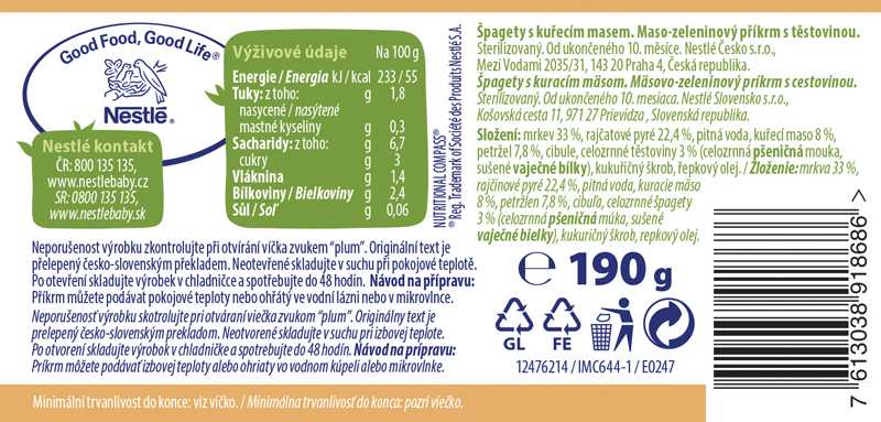 6x NESTLÉ Špagety s kuřecím masem 190 g Nestlé