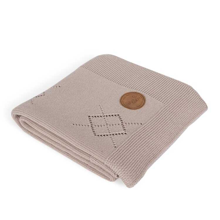 CEBA Deka pletená v dárkovém balení 90x90 hnědé rozety Ceba