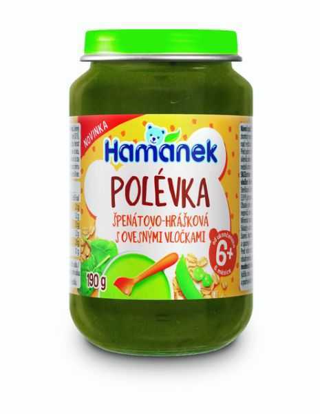 3x HAMÁNEK Polévka špenátovo-hrášková s ovesnými vločkami 190 g Hamánek