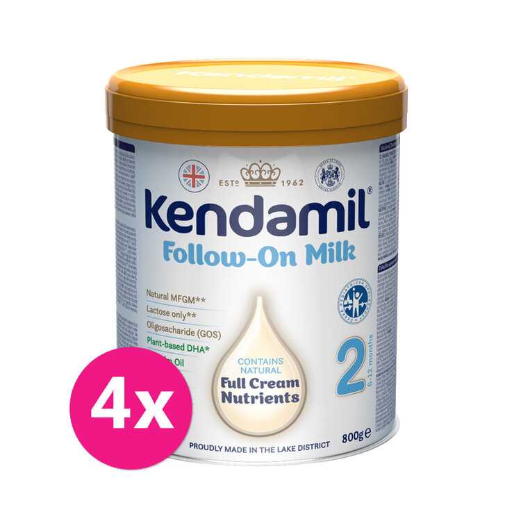 4x KENDAMIL Mléko pokračovací 2 DHA+ 800 g Kendamil
