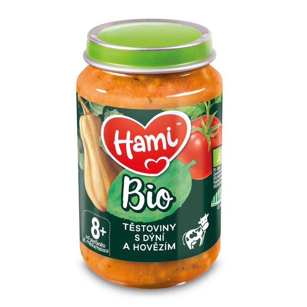 6x HAMI BIO Masozeleninový příkrm Těstoviny s dýní a hovězím 190 g