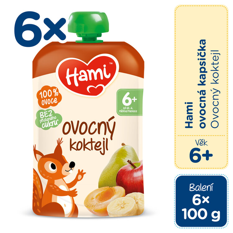 6x HAMI Kapsička ovocná Ovocný koktejl 100 g