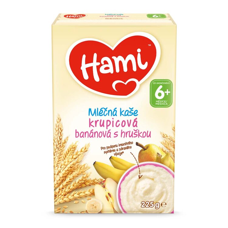 HAMI Kaše mléčná krupicová banánová a hruškou 225 g