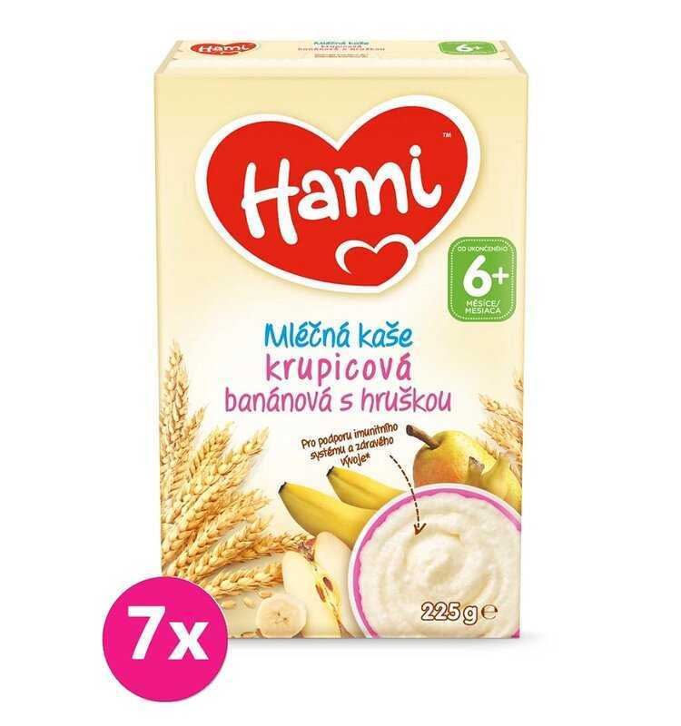 7x HAMI Mléčná kaše krupicová banánová a hruškou 225 g
