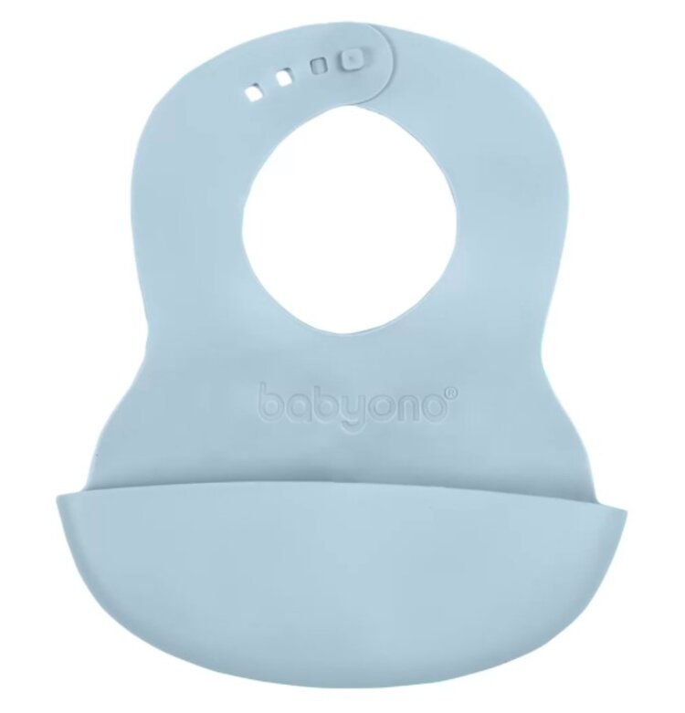 BABYONO Bryndák měkký plastový s kapsou bez BPA light blue 6 m+ BabyOno