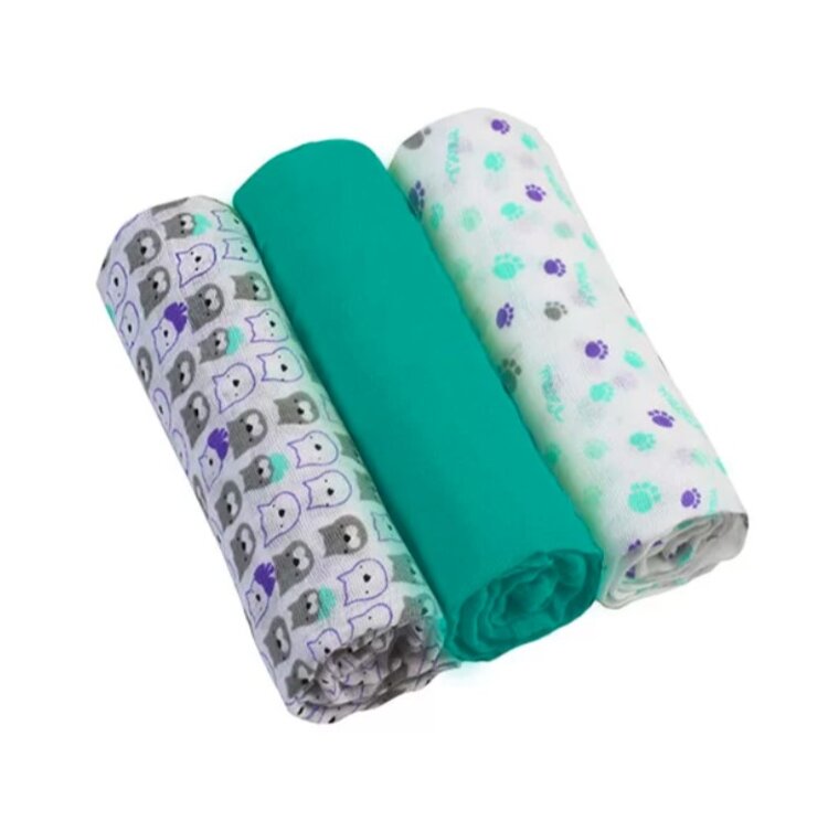 BABYONO Pleny mušelínové Super soft 3 ks - Mint BabyOno