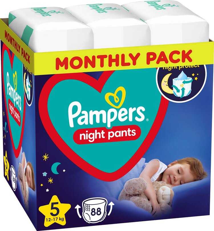 PAMPERS Night Pants Kalhotky plenkové jednorázové 5 (12-17 kg) 88 ks - MĚSÍČNÍ ZÁSOBA Pampers