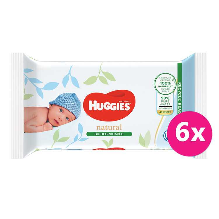 6x HUGGIES® Ubrousky vlhčené Biodegradable 48 ks Huggies