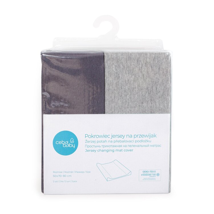 CEBA Potah na přebalovací podložku 50x70-80 cm 2 ks Light Grey Melange+Dark Grey Ceba