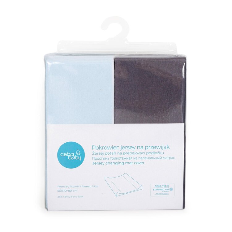 CEBA Potah na přebalovací podložku 50x70-80 cm 2 ks Dark Grey+Blue Ceba