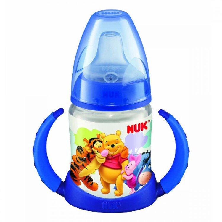 NUK Lahvička na učení DISNEY-Medvídek Pú s kontrolou teploty 150 ml modrá Nuk