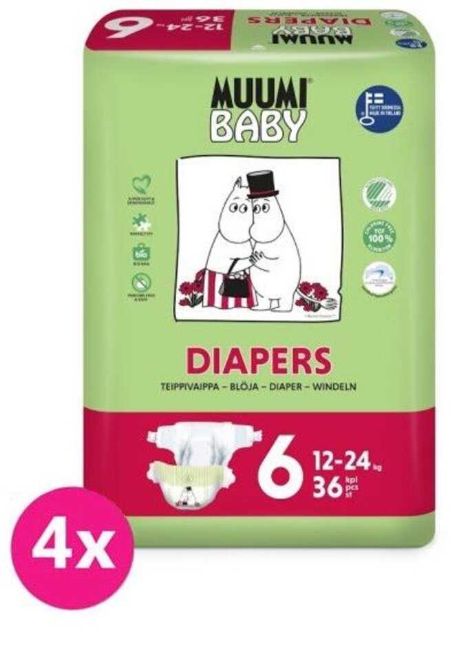 MUUMI Baby Pleny jednorázové 6 (12-24 kg) 144 ks - MĚSÍČNÍ BALENÍ Muumi