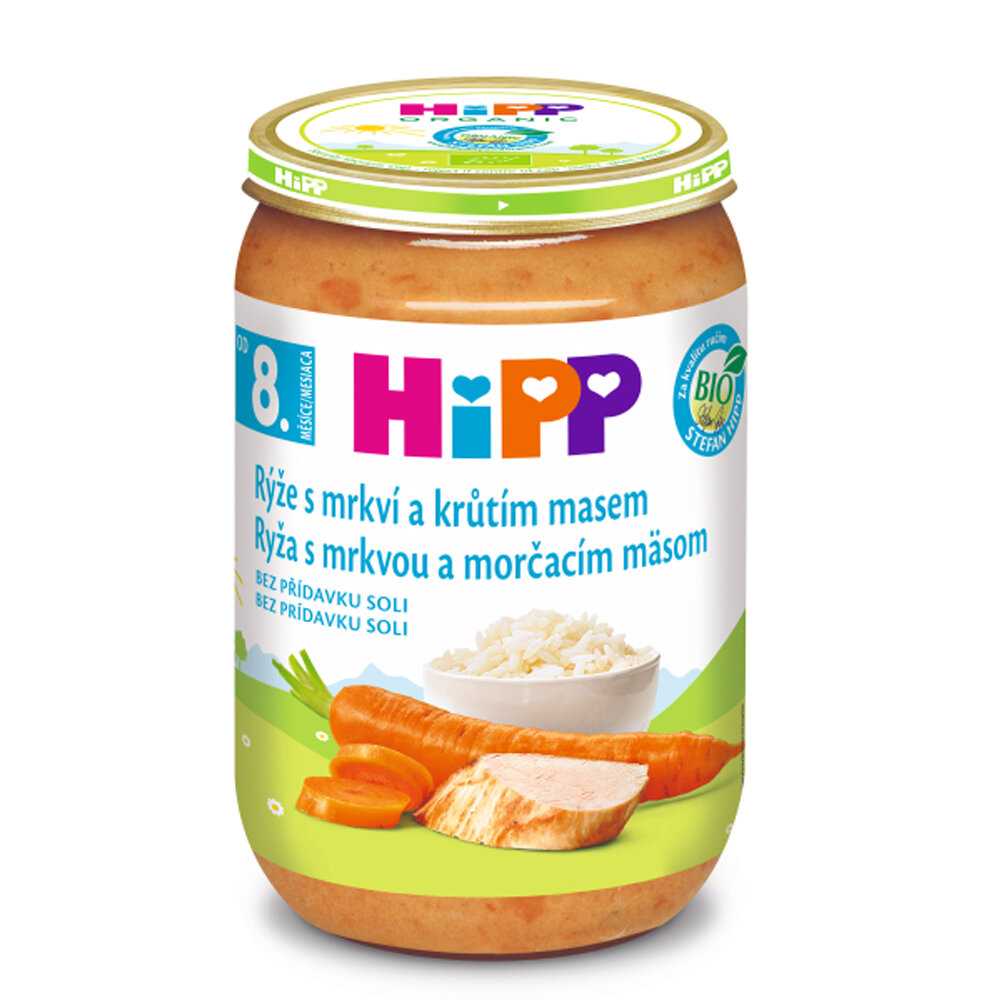 3x HiPP Rýže s karotkou a krůtím masem (220 g) - maso-zeleninový příkrm HiPP