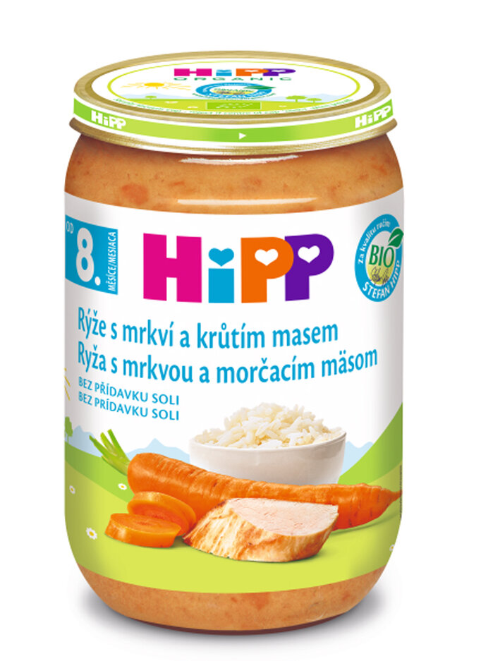 HiPP Rýže s karotkou a krůtím masem (220 g) - maso-zeleninový příkrm HiPP