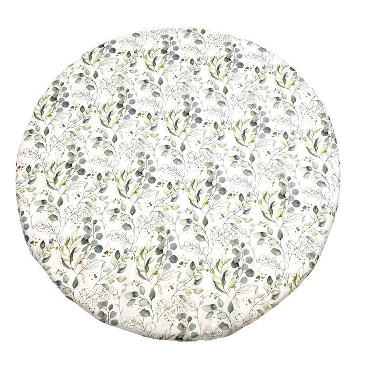 MIMIKO Prostěradlo na kulatou matraci Zelené listky Mimiko
