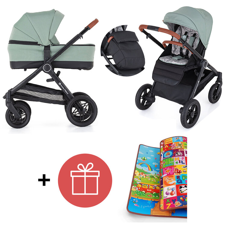 PETITE&MARS Kočárek 2v1 Trails Iron Green + PETITE&MARS Podložka na hraní Joy ZDARMA Petite&Mars