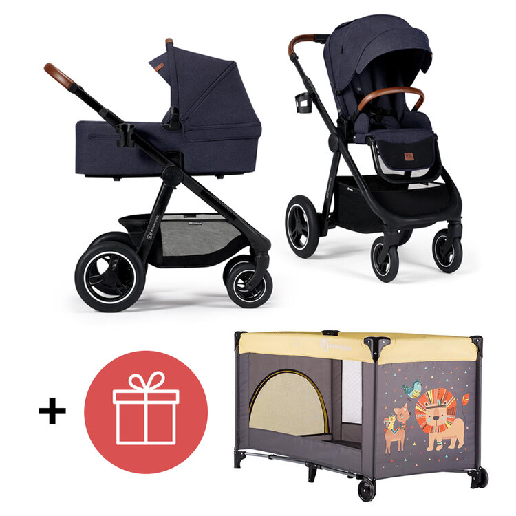 KINDERKRAFT Kočárek Everyday 2v1 Denim + PETITE&MARS Postýlka cestovní Koot - Lion Yellow ZDARMA Kinderkraft