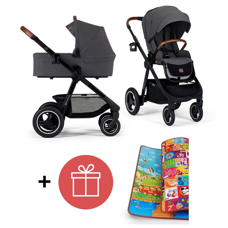 KINDERKRAFT Kočárek Everyday 2v1 Black Dark Grey + PETITE&MARS Podložka na hraní Joy ZDARMA Kinderkraft