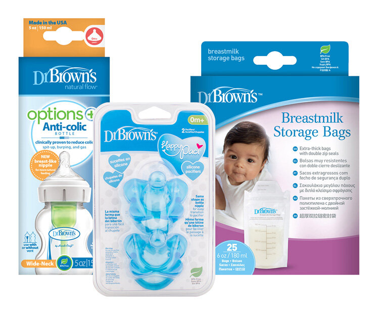 DR.BROWN'S Set lahev WN 150ml + Dudlíky HappyPaci + Sáčky na mateřské mléko Dr.Brown´s
