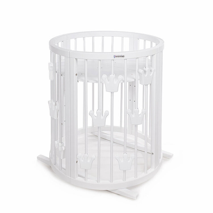 MIMIKO Postýlka kulatá 9v1 Crowns White Mimiko