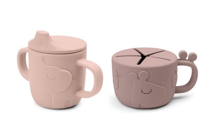 DONE BY DEER Peekaboo set hrnečků snack/drink Deer friends - růžový Done by Deer
