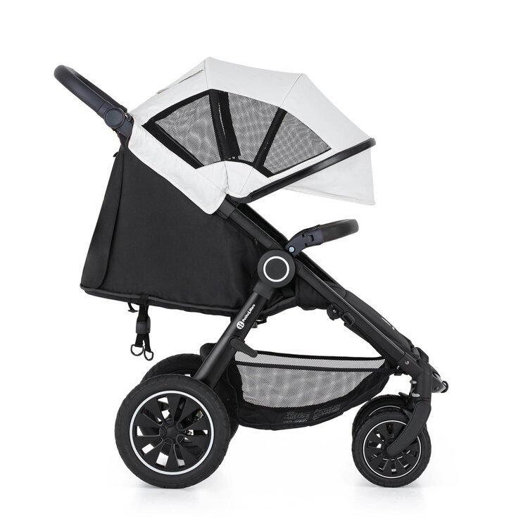 PETITE&MARS Kočárek Street+ Air Black + nánožník + stříška letní na Street+ Summer Silver Complete Petite&Mars
